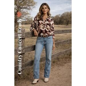 NWT Jessica Simpson Rodeo Cow Print Shirt – XL